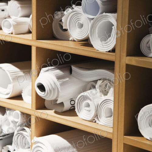 Rolls of Blueprints in Cubbyholes Rolls of Blueprints in Cubbyholes