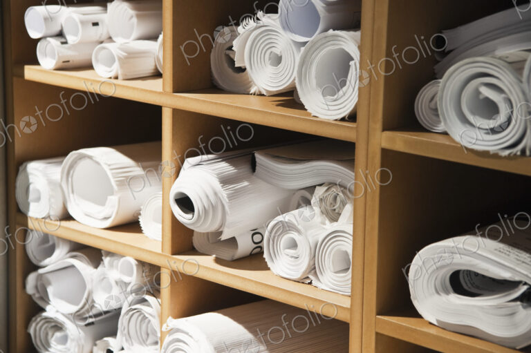 Rolls of Blueprints in Cubbyholes