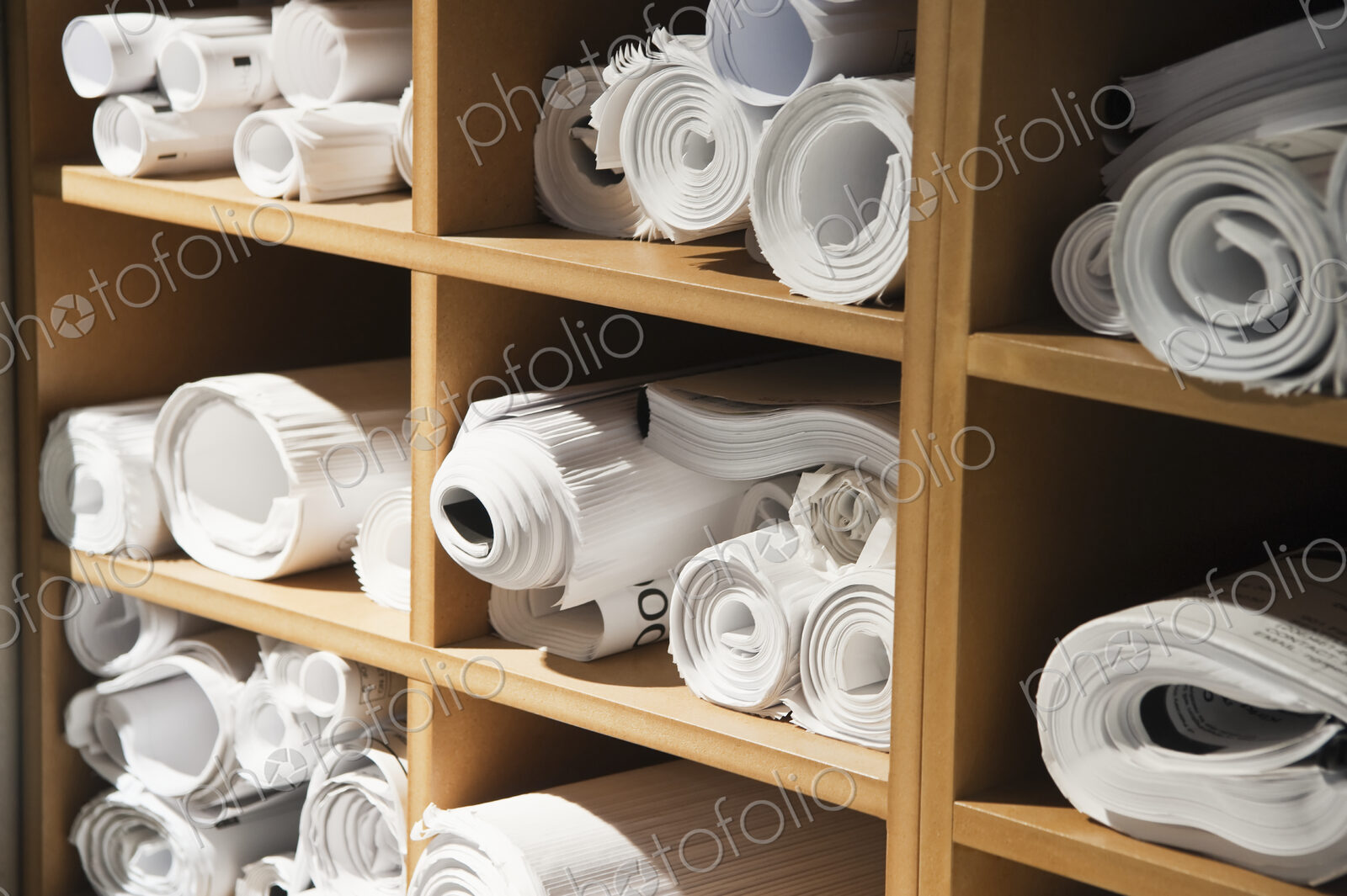 Rolls of Blueprints in Cubbyholes