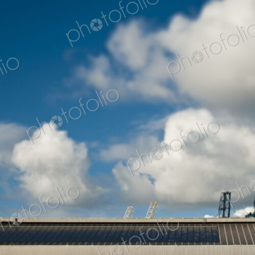Roof Line and Cranes At a Seaport