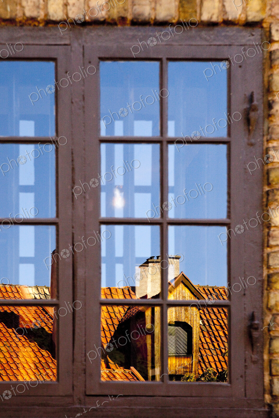 Rooftop reflected in windows, Malmo, Sweden