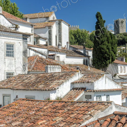 Rooftops in Obidos cityscape, Leiria, Portugal Rooftops in Obidos cityscape, Leiria, Portugal
