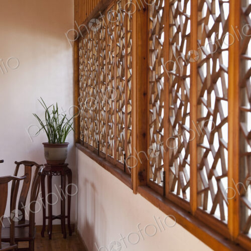 Room Interior With Wooden Ornamental Screen Room Interior With Wooden Ornamental Screen