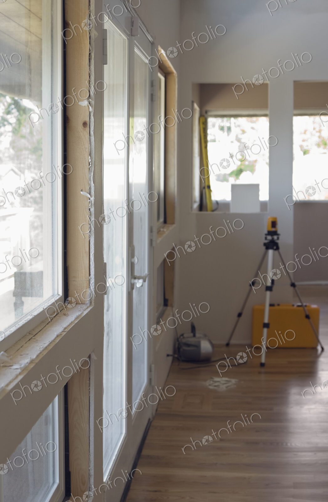 Room being decorated at construction site.