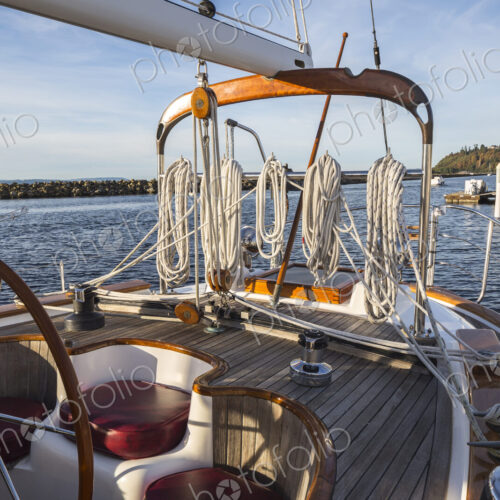 Ropes and rigging on sailboat deck Ropes and rigging on sailboat deck