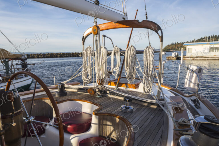 Ropes and rigging on sailboat deck
