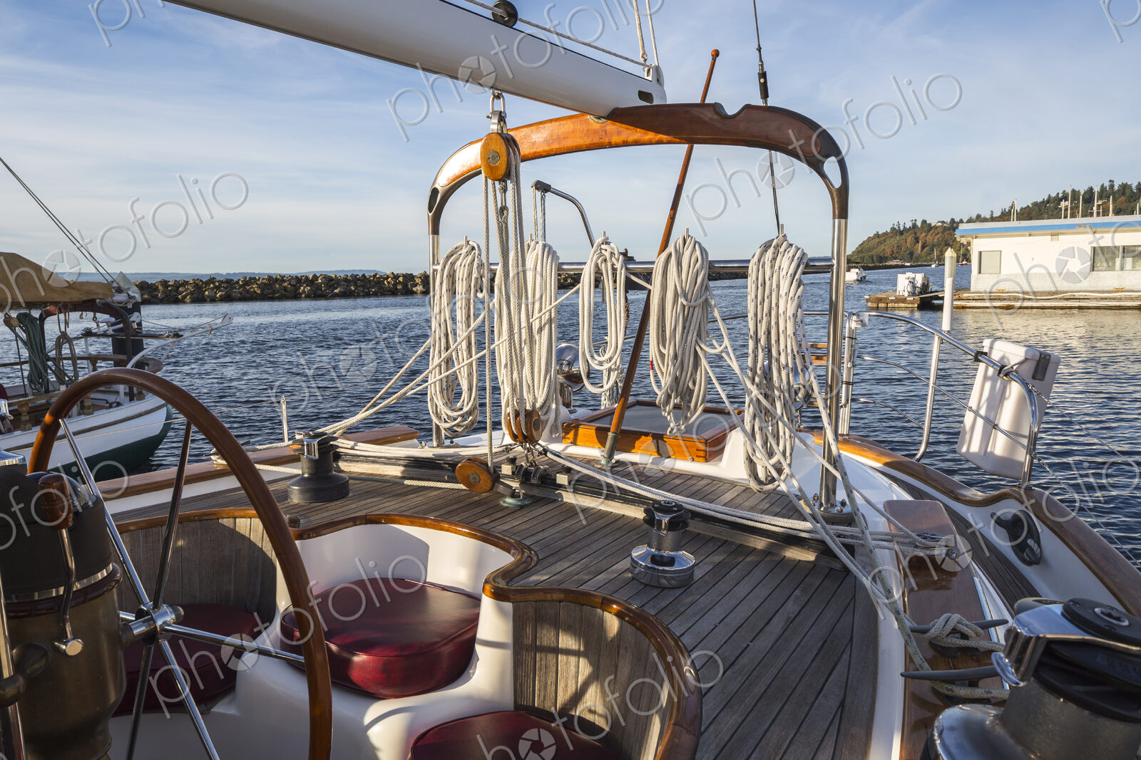 Ropes and rigging on sailboat deck