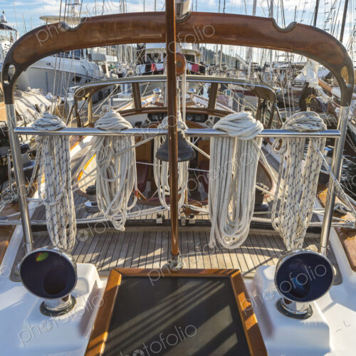 Ropes and rigging on sailboat deck Ropes and rigging on sailboat deck