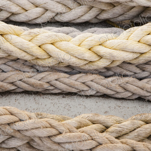 Ropes of various sizes, different rope making patterns
