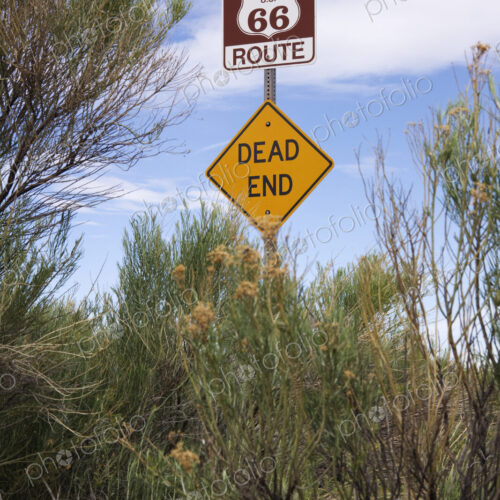 Route 66 and Dead End Signs Route 66 and Dead End Signs
