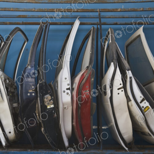 Row of Dismantled Car Doors