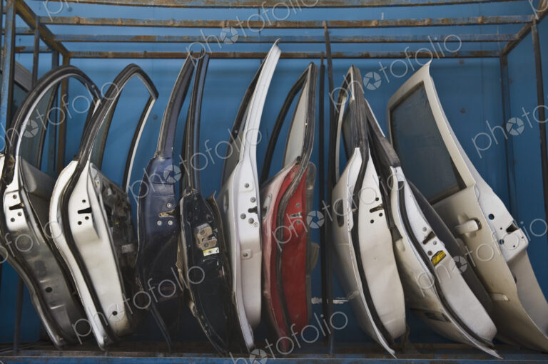 Row of Dismantled Car Doors