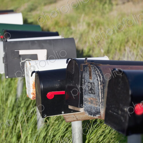 Row of Mailboxes in the Countryside Row of Mailboxes in the Countryside
