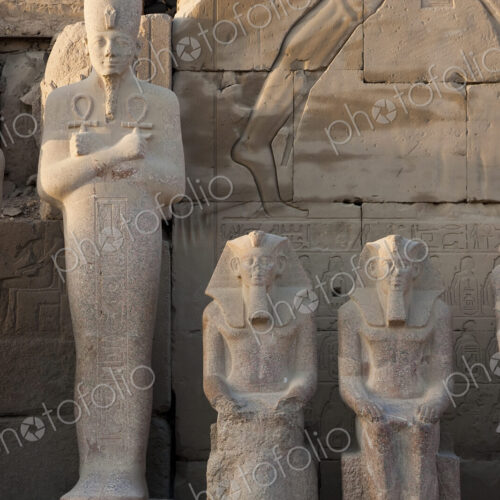 Row of ancient Egyptian stone sculptures of Pharaohs. Row of ancient Egyptian stone sculptures of Pharaohs.