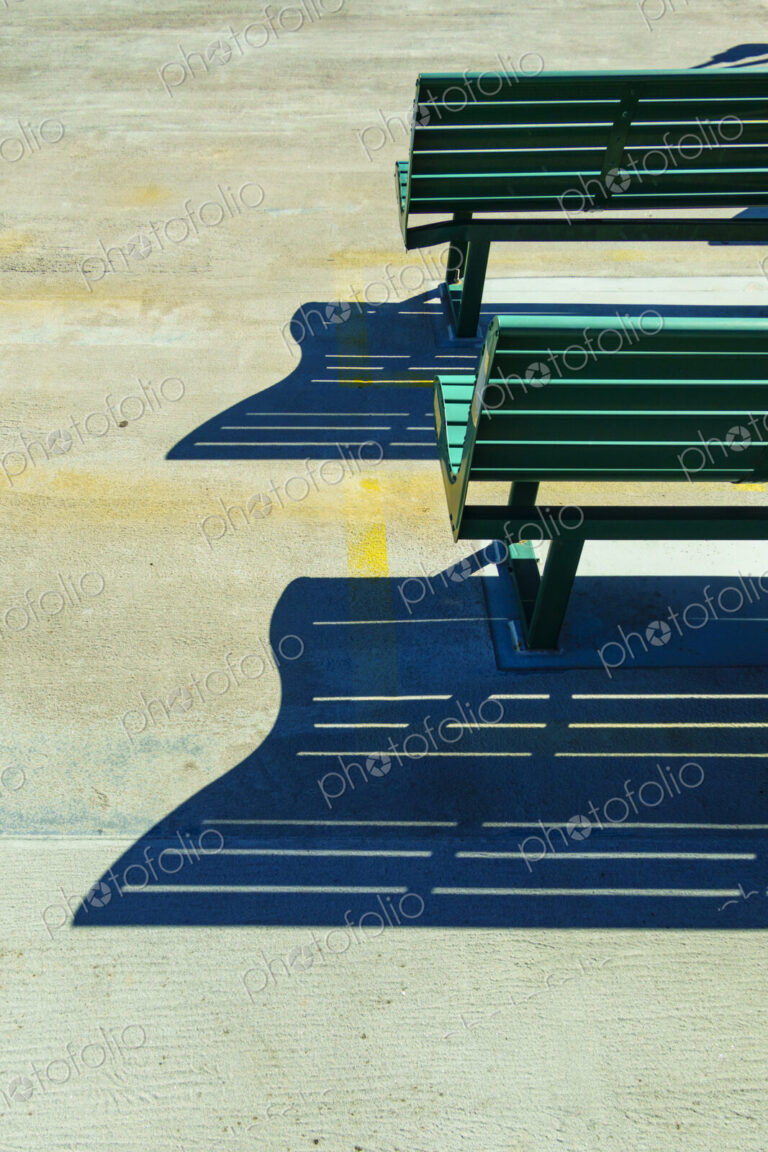 Row of benches on upper deck of Puget Sound ferry, Seattle, WA, USA