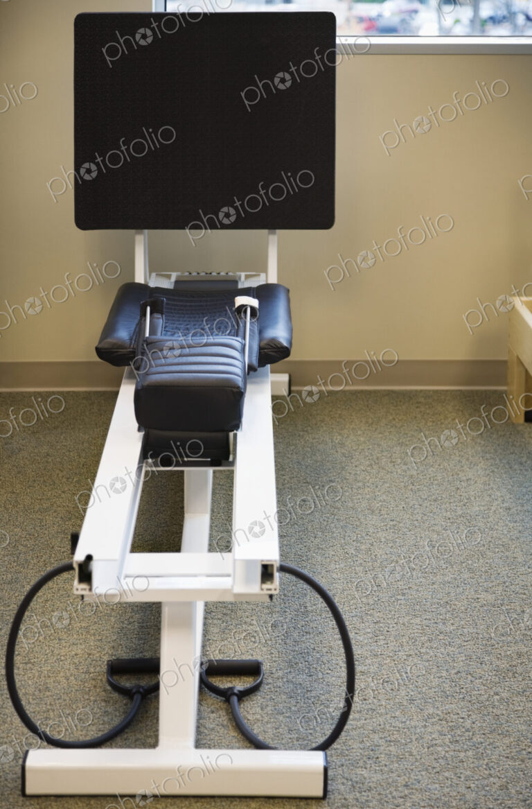 Rowing machine in a room.