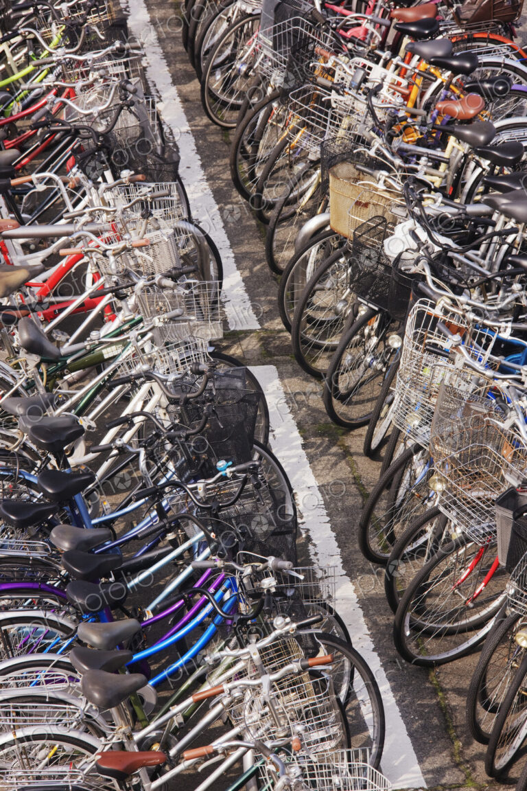 Rows of Parked Bicycles