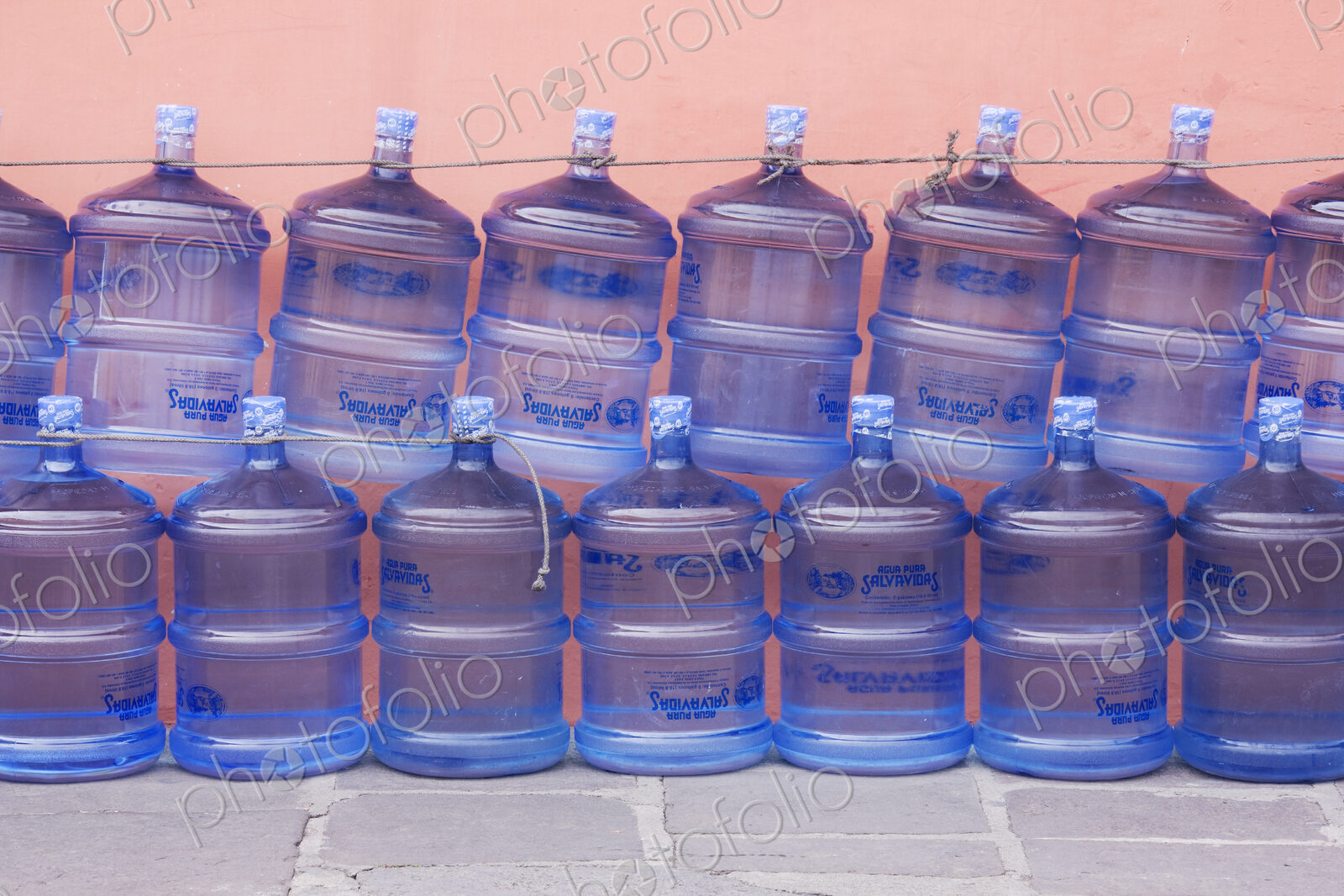 Rows of Water Jugs