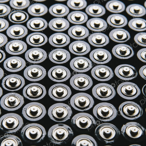 Rows of double A batteries, close up Rows of double A batteries, close up
