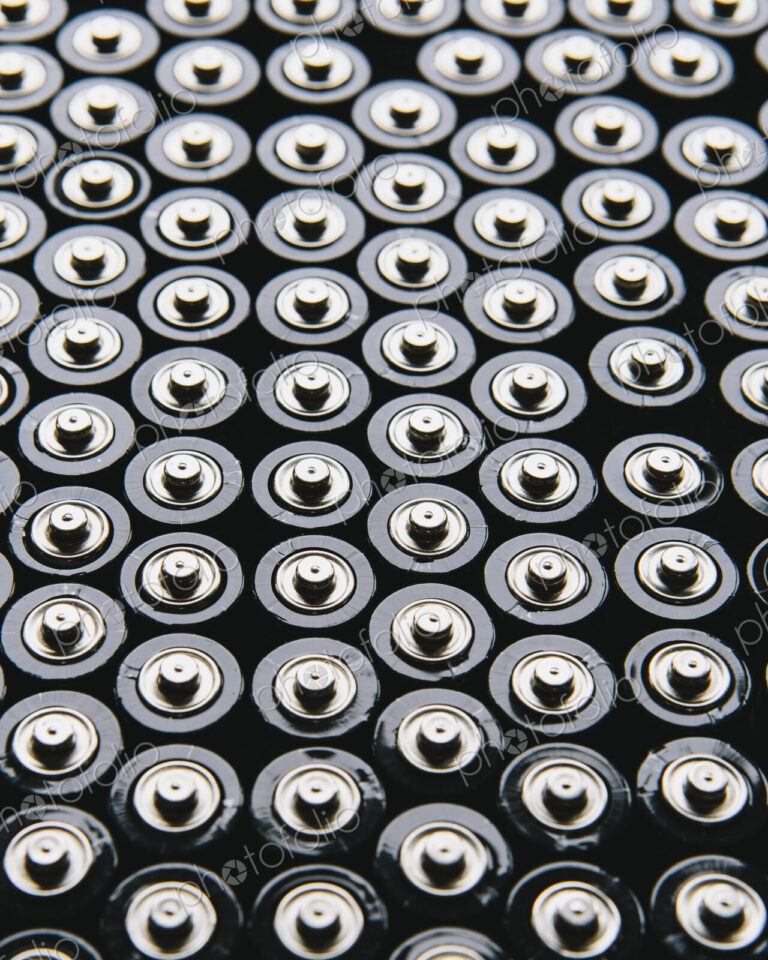 Rows of double A batteries, close up
