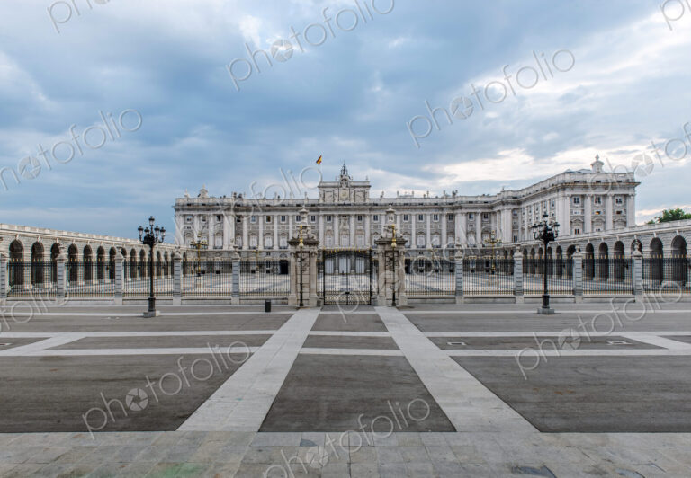 Royal Palace building and courtyard, Madrid, Madrid, Spain