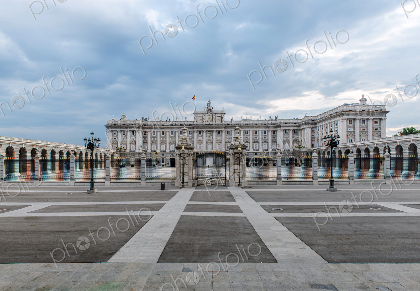 Royal Palace building and courtyard, Madrid, Madrid, Spain