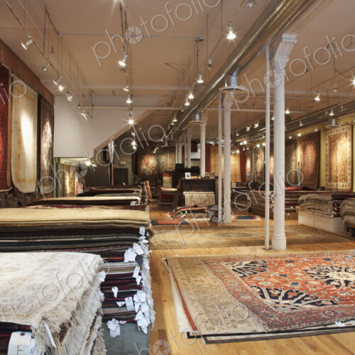 Rugs on display in shop Rugs on display in shop