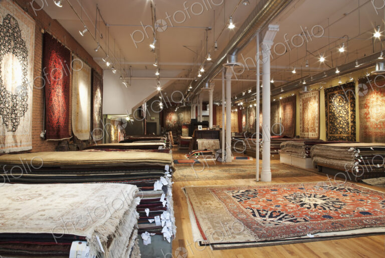 Rugs on display in shop