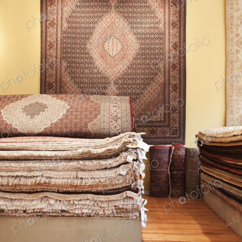 Rugs on display in shop Rugs on display in shop