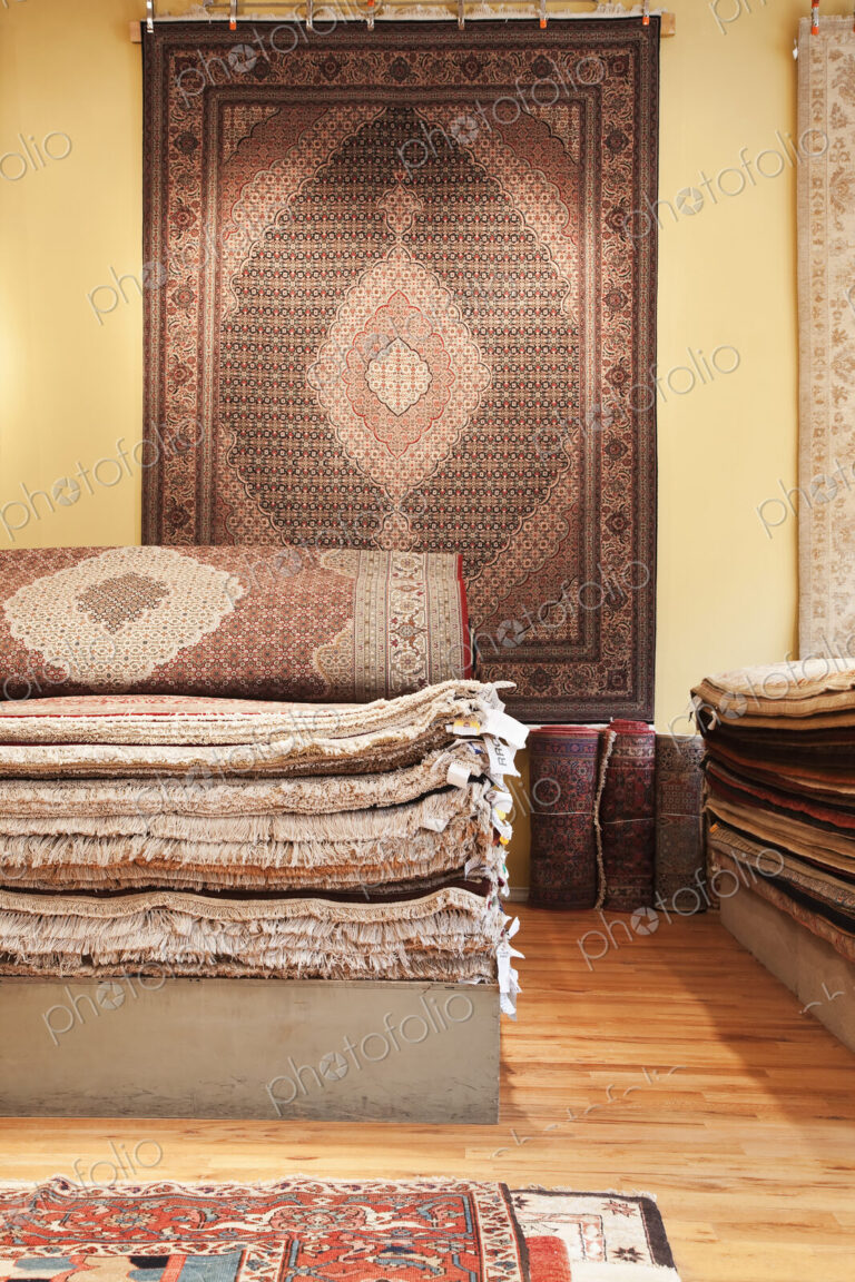 Rugs on display in shop