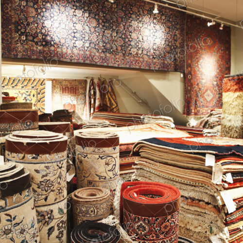 Rugs on display in shop