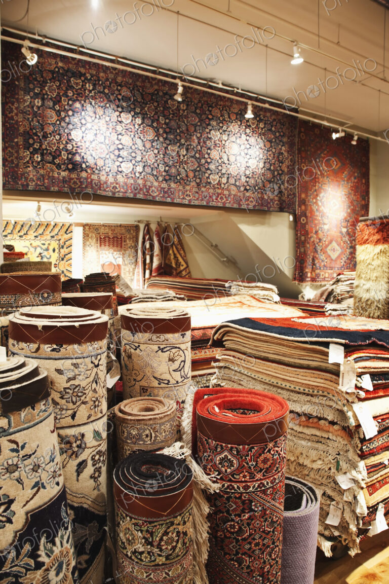 Rugs on display in shop