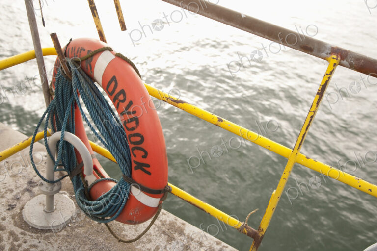 Safety Equipment on Dry dock, lifebelt and ropes