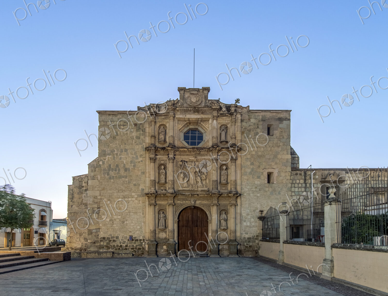 San Agustin Church under clear blue sky, Oaxaca, Oaxaca, Mexico