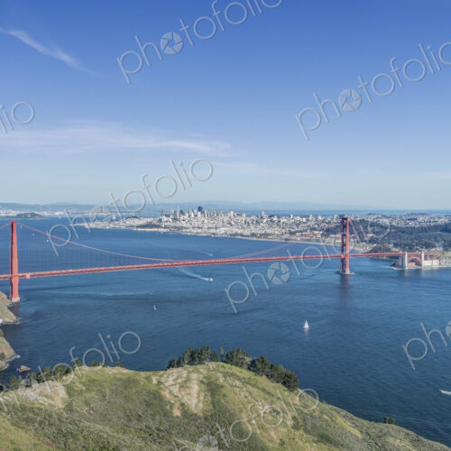 San Francisco, City by the Bay, elevated view of the Golden Gate Bridge, the waters of… San Francisco, City by the Bay, elevated view of the Golden Gate Bridge, the waters of…