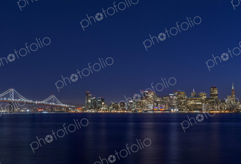 San Francisco seen across the water at twilight.