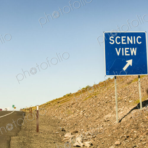 Scenic View sign, on an arid slope by the highway, Vantage, Washington. Scenic View sign, on an arid slope by the highway, Vantage, Washington.