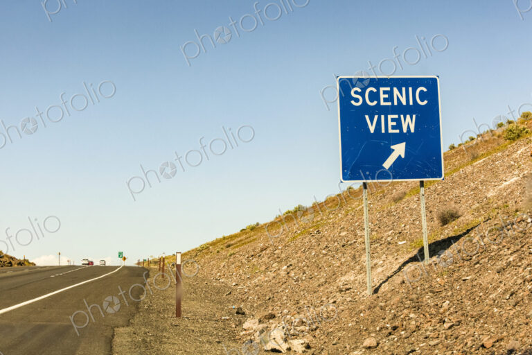 Scenic View sign, on an arid slope by the highway, Vantage, Washington.