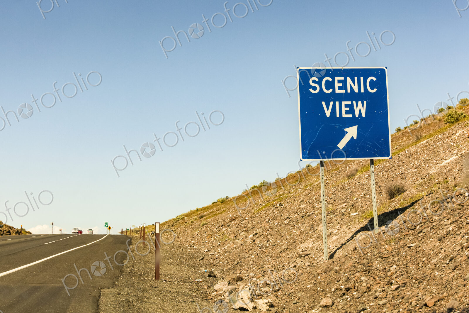 Scenic View sign, on an arid slope by the highway, Vantage, Washington.