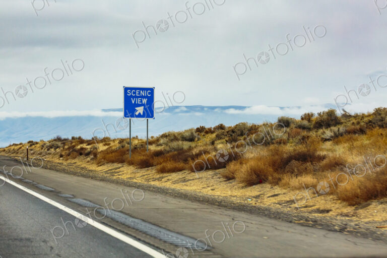 Scenic view sign at Wild Horse Monument near Vantage, Interstate 90
