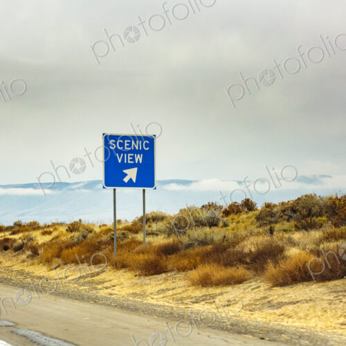 Scenic view sign at Wild Horse Monument near Vantage, Interstate 90.