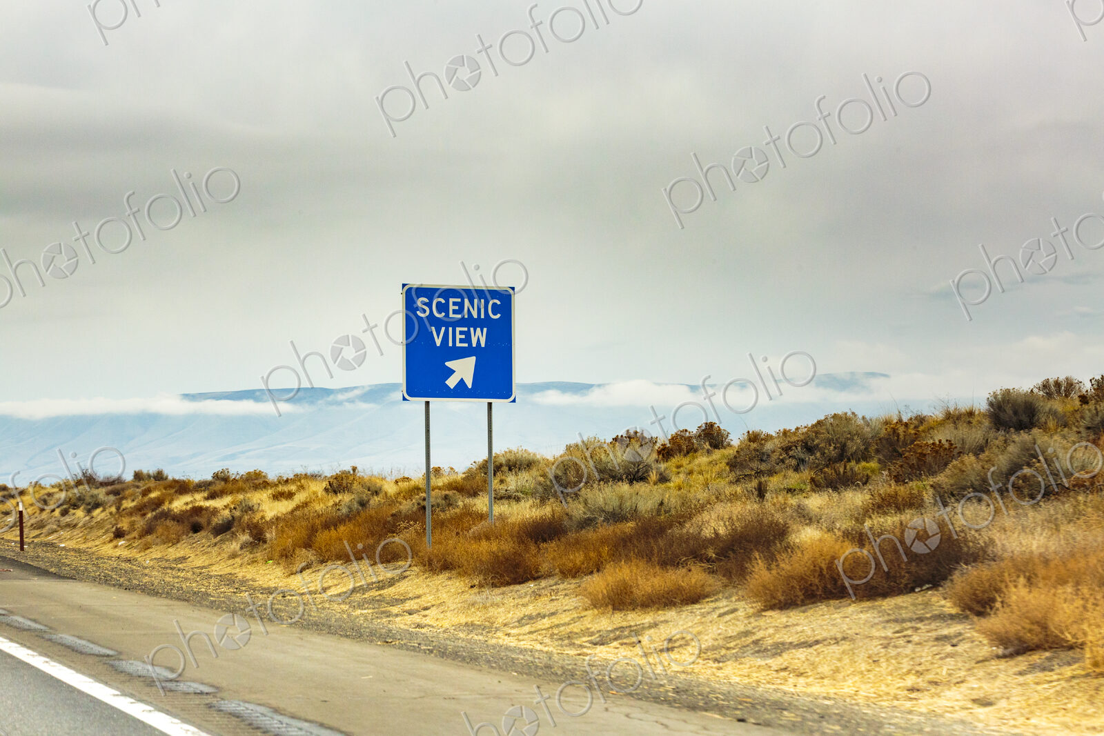 Scenic view sign at Wild Horse Monument near Vantage, Interstate 90.
