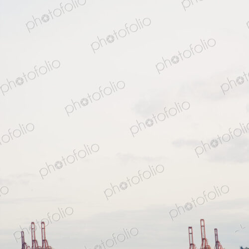 Seaport with ships and barges on the water