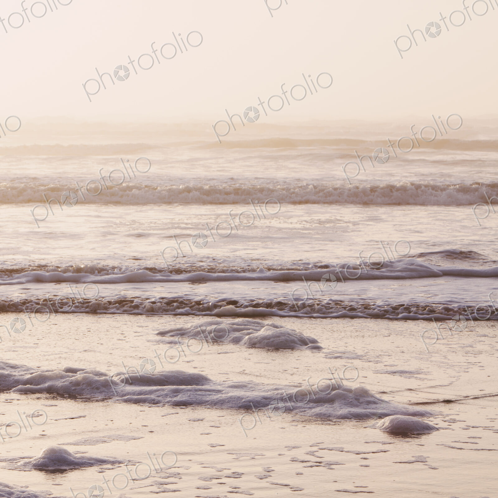 Seascape at dusk, Waves breaking on the shore. Tidal zone. Off the shores of the…