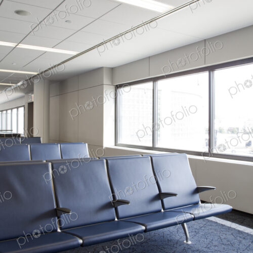 Seats in a waiting area in a public building.