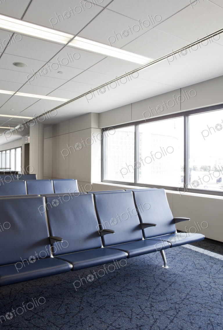 Seats in a waiting area in a public building.