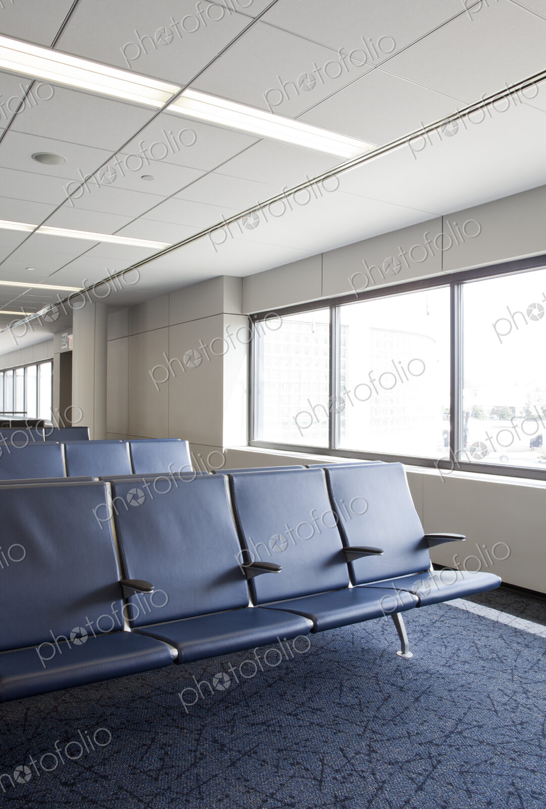 Seats in a waiting area in a public building.