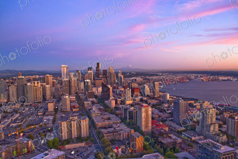 Seattle Skyline At Dusk