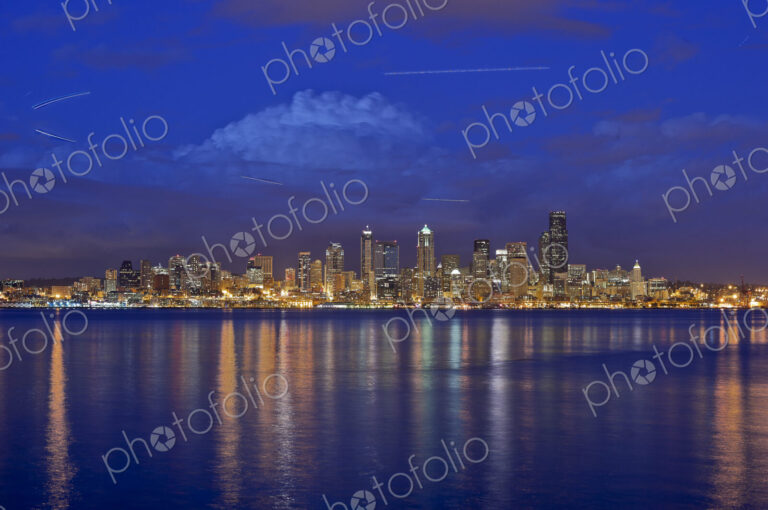 Seattle Skyline from the Water at Night