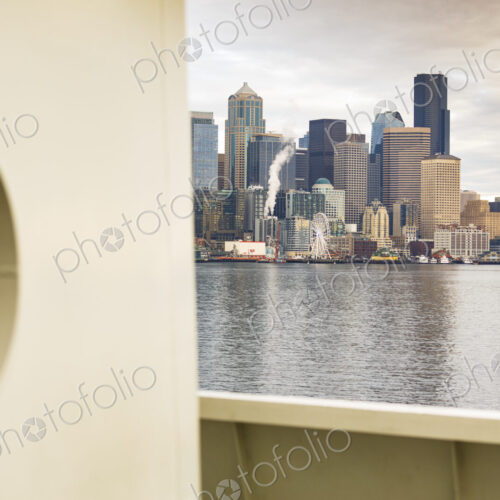 Seattle skyline from the Bainbridge ferry, Seattle, WA USA Seattle skyline from the Bainbridge ferry, Seattle, WA USA